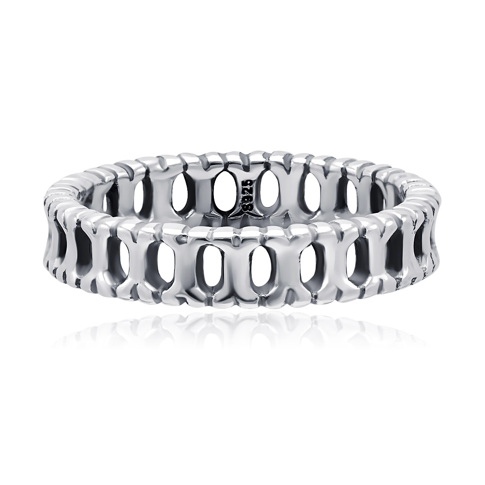Silver Plated X Trail Polished Band Ring